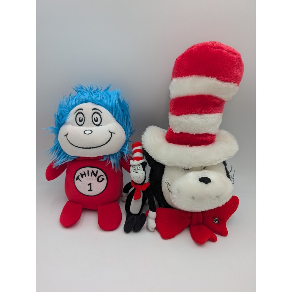 Dr Seuss Plush Lot Cat in the Hat Backpack Thing 1 Aurora